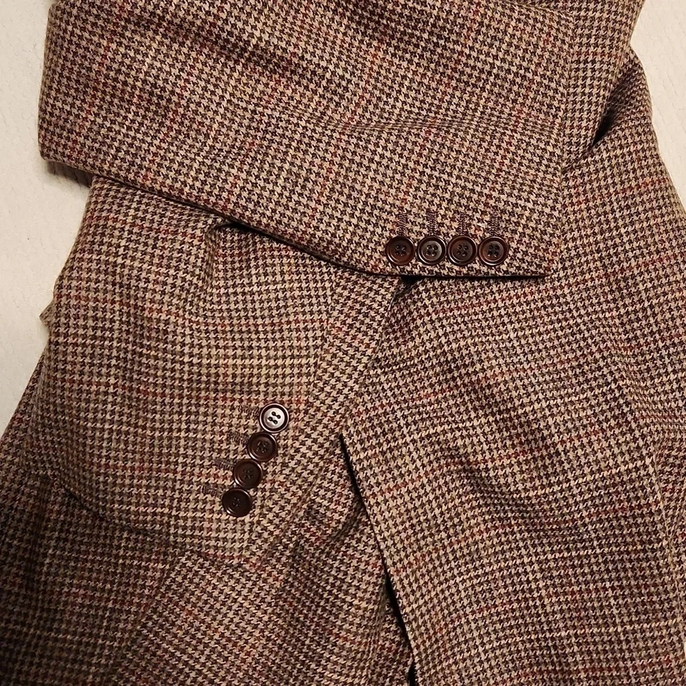 Luciano Barbera wool and made  in Italy Houndstooth single breasted blazer 44R